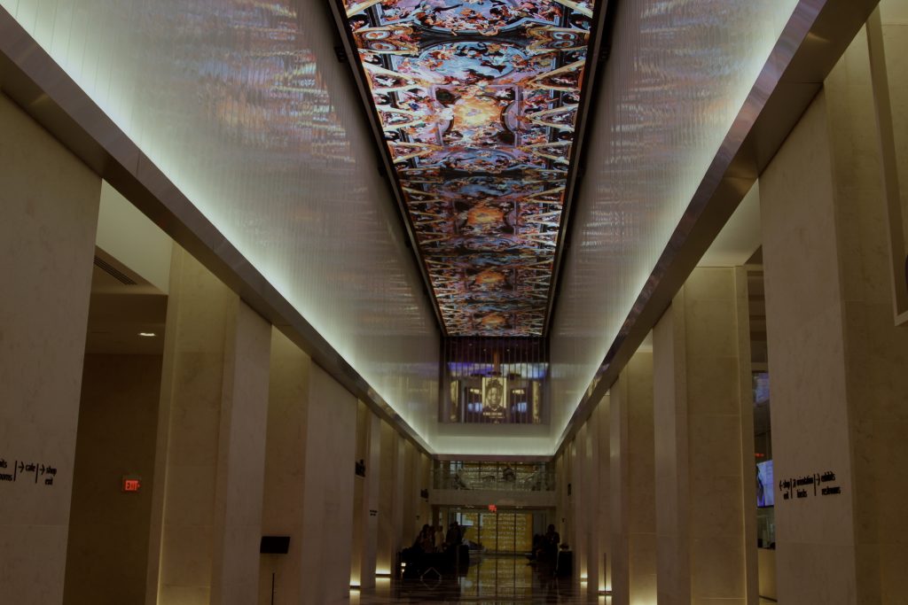 The Museum of the Bible's digital ceiling.